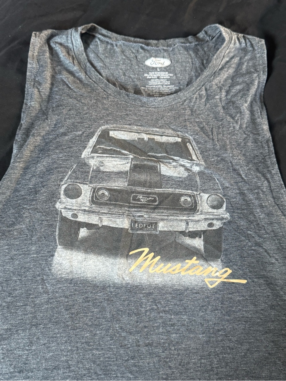 Ford Gray Tank Top with Yellow Mustang Script